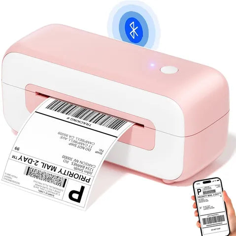 Impresora Térmica Rosada – Inalámbrica Bluetooth + etiquetas de prueba
