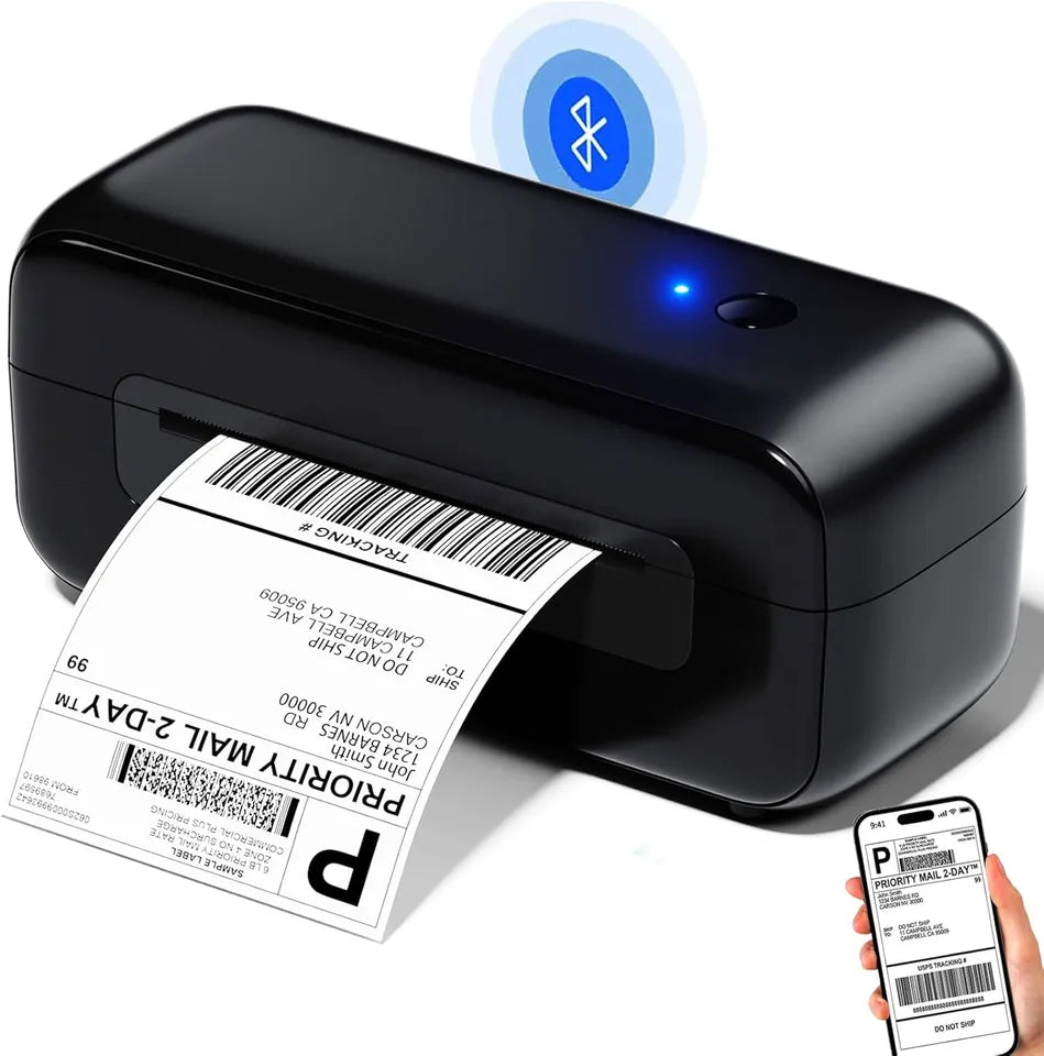 Impresora Térmica Negra – Inalámbrica Bluetooth + etiquetas de prueba